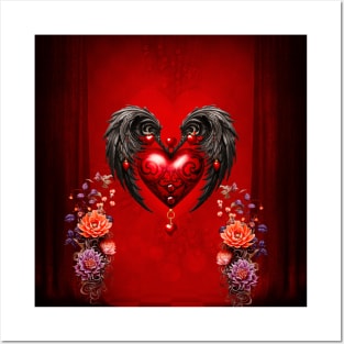 Beautiful heart with black wings Posters and Art